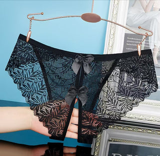 Black Crotchless Lace Knickers
