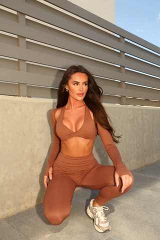 Sampson Brown Bra top & Legging Set