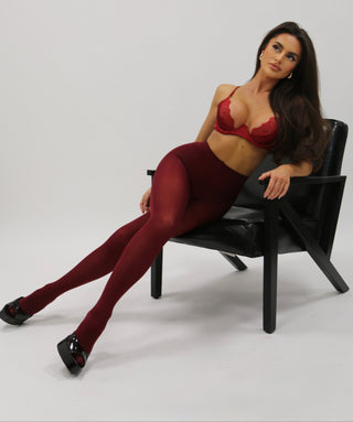 80 Denier Burgundy Wine Tights