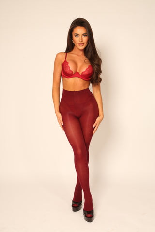 80 Denier Burgundy Wine Tights