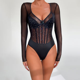 Brooklyn Sparkle Bodysuit in Black