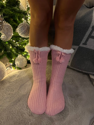 Cozy Pink Long Slipper Socks