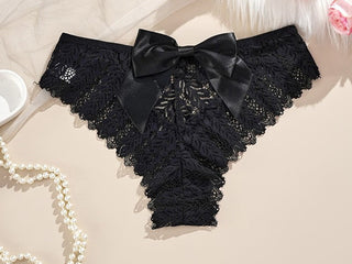 Lace Bow Knickers in Black