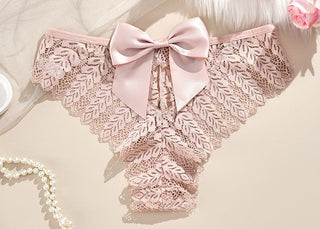 Lace Bow Knickers in Biege